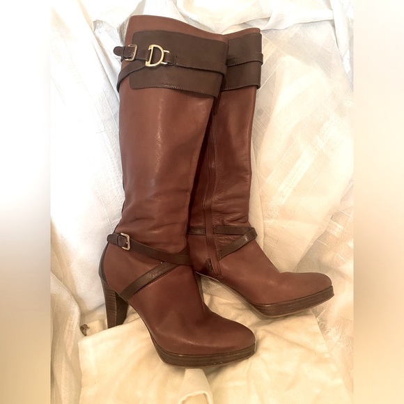 Cole Haan Brown Equestrian Heeled Boots - Picture 1 of 8